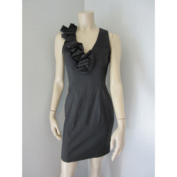 S. L. FASHIONS Black Sleeveless 4 Ruffles Knee Length Dinner Dress BR24 - Picture 1 of 5